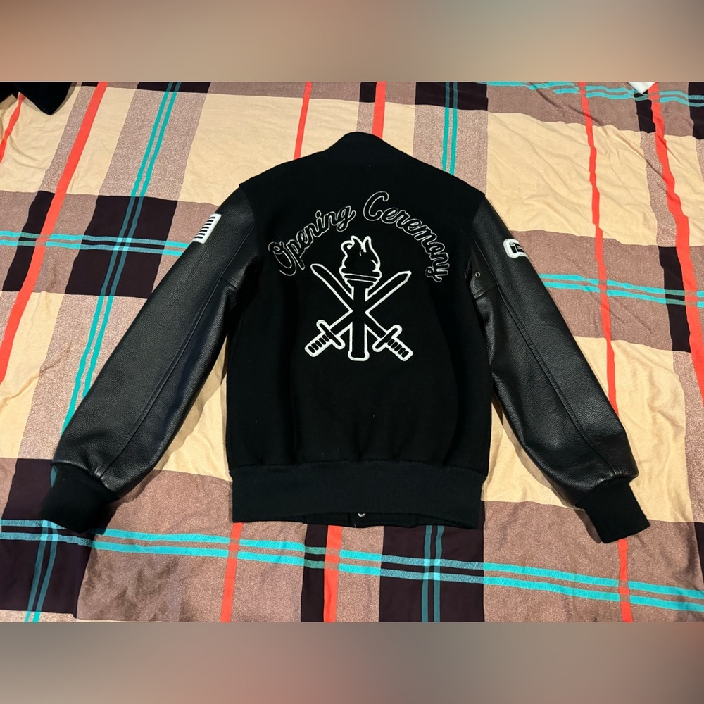 Opening Ceremony outwear. Leather sleeves.